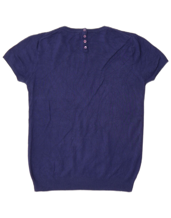 Zara Jersey de manga corta con cuello redondo para mujer, talla 40, talla M, azul marino