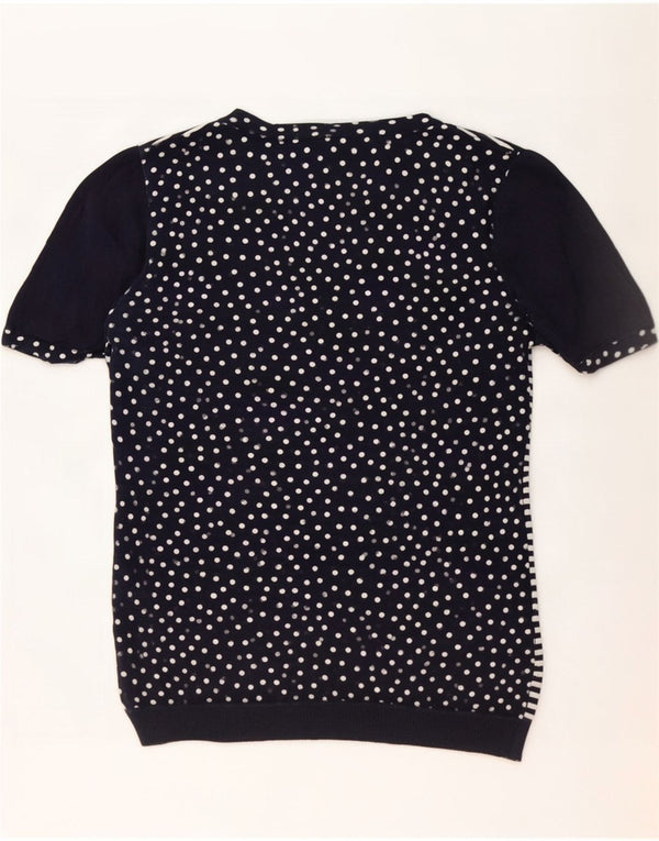 Max Mara Blusa de manga corta para mujer UK 44 Medium Navy Blue Pinstripe