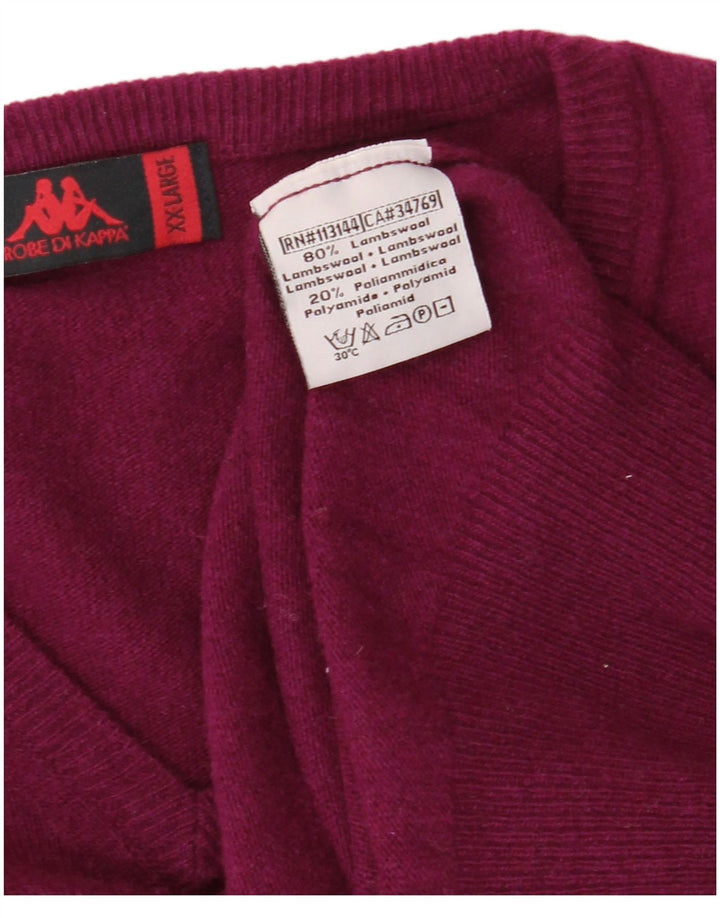 KAPPA Jersey con cuello en V para hombre, talla 2XL, lana de cordero morada