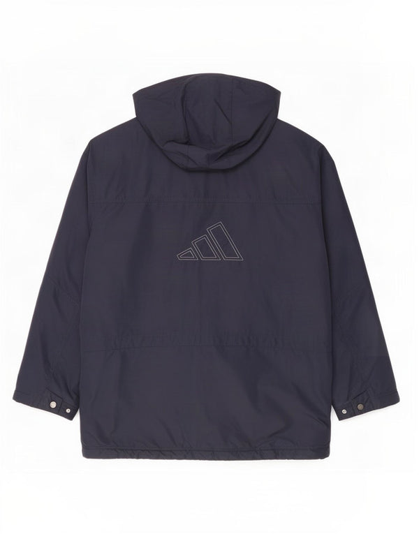 Adidas - Abrigo cortavientos con capucha para hombre, talla XL, poliamida, color azul marino