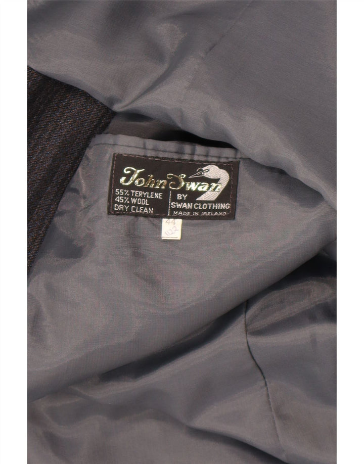 Vintage hombres 2 botones Blazer chaqueta Reino Unido 44 2XL gris rayas terileno