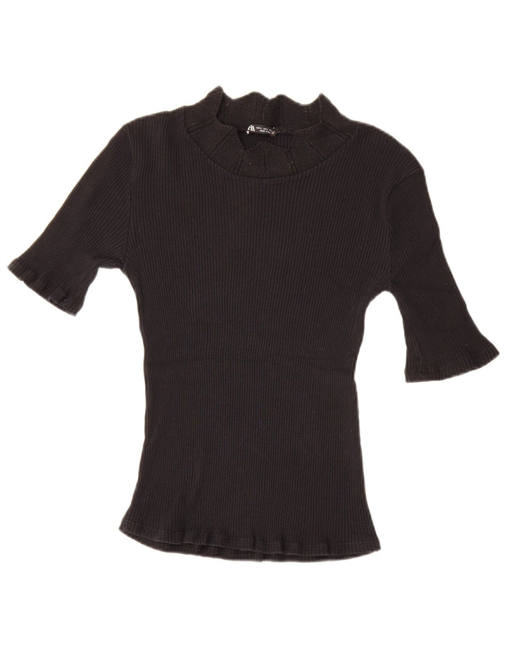 Zara Mujer Camiseta Top Reino Unido 44 Grande Negro