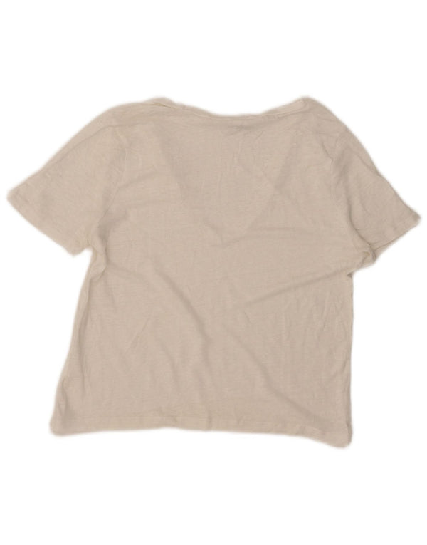 Zara Mujer Crop Camiseta Top UK 12 Medium Blanco