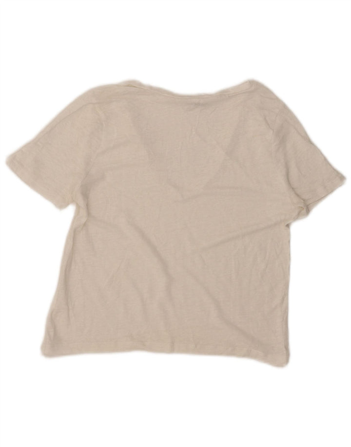 Zara Mujer Crop Camiseta Top UK 12 Medium Blanco