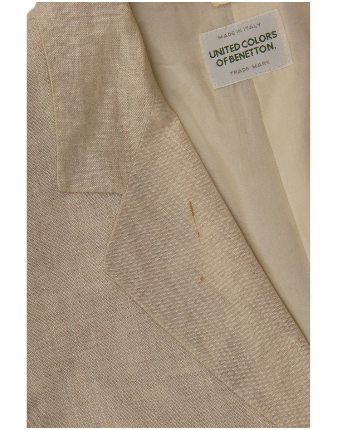 Chaqueta Blazer De 2 Botones Benetton IT 40 Small Beige Lino