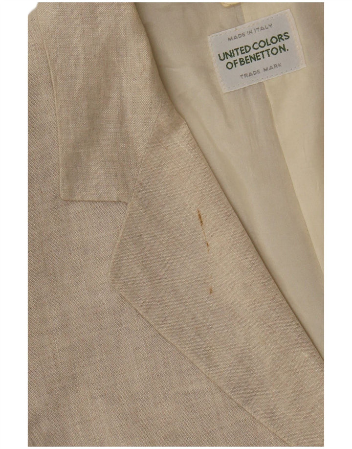 Chaqueta Blazer De 2 Botones Benetton IT 40 Small Beige Lino