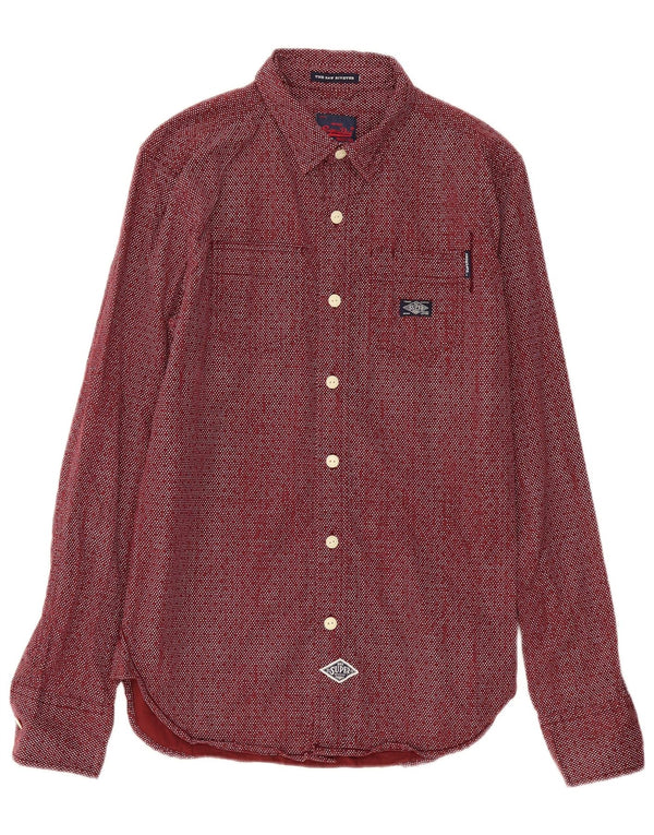 Camisa Superdry Hombre De Algodón Con Manchas En Burdeos Medio