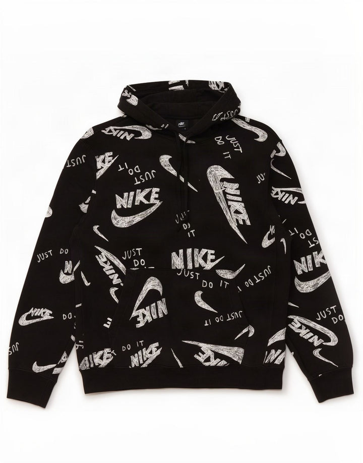 Nike Sudadera con capucha gráfica para hombre, jersey de algodón negro mediano