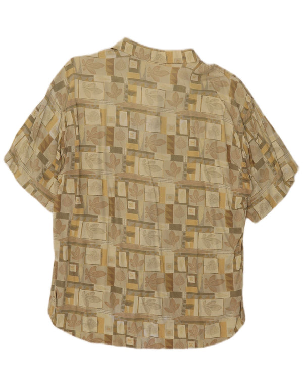 Vintage hombres camisa de manga corta medio beige floral