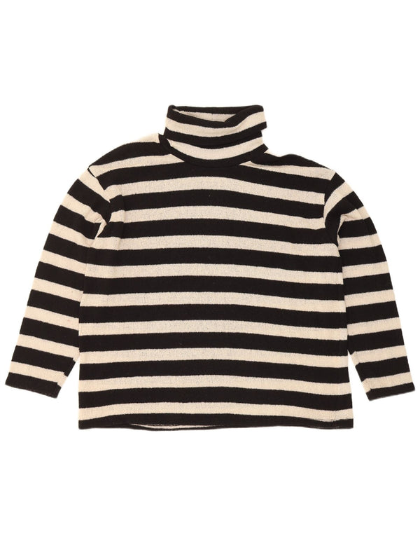 Zara Mujer Oversize Roll Neck Jumper Sweater UK 10 Small Negro Rayas
