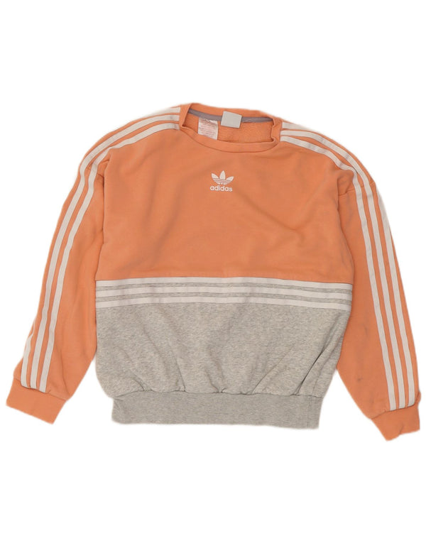 ADIDAS Sudadera para mujer Jumper UK 12 Medio Naranja Colorblock Algodón