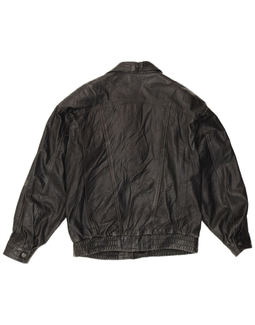 Vintage hombres cuero bomber chaqueta IT 48 cuero negro medio