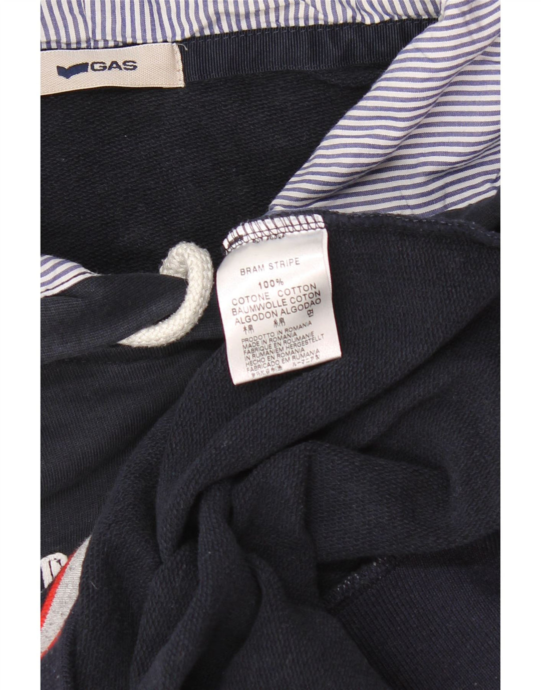 GAS Jersey con capucha gráfico para hombre, tamaño grande, algodón azul marino