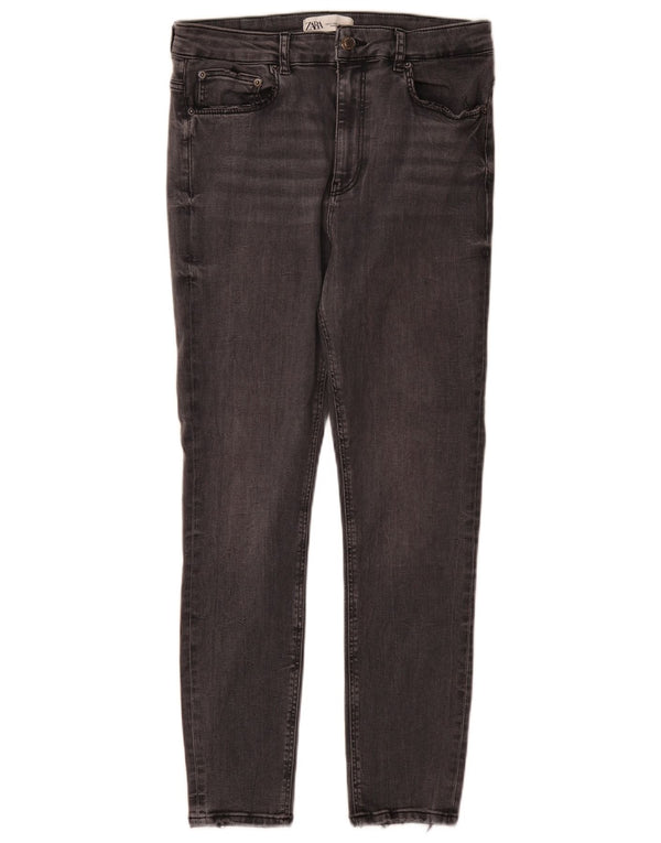 Zara Vaqueros pitillo de cintura alta para mujer EU 42 Large W32 L27 Gris