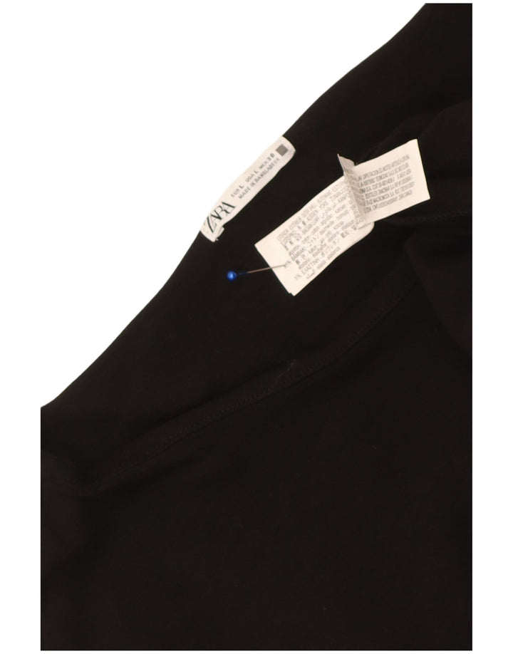 Zara Mujer Maxi Vestido UK 44 Grande Algodón Negro