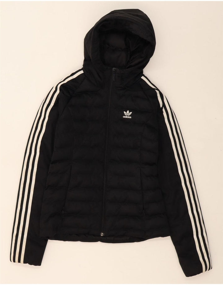 ADIDAS Womens Hooded Padded Jacket UK 6 XS Black Polyester Vintage Adidas and Second-Hand Adidas from Messina Hembry 