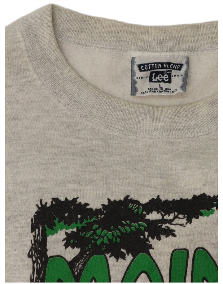 Lee Sudadera Con Estampado De Hombre Jersey Grande De Algodón Moteado Gris