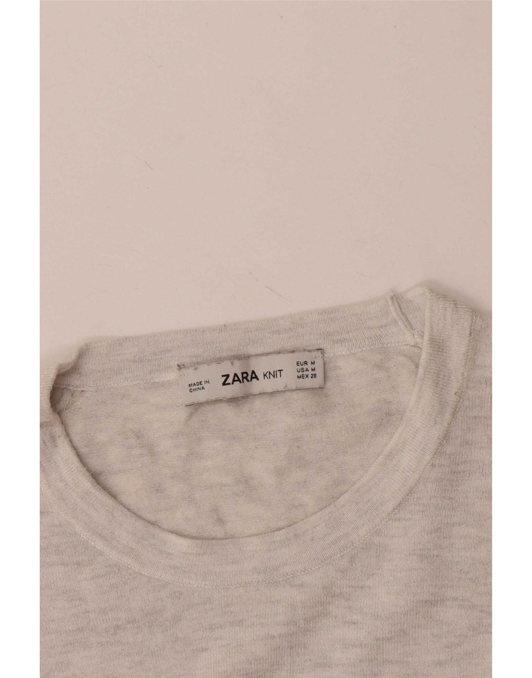 Zara - Jersey de cuello redondo para mujer, talla 40, color gris medio moteado