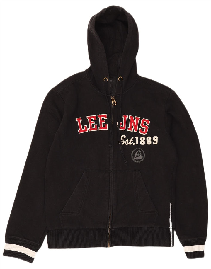 Lee Sudadera con Capucha y Cremallera gráfica para Hombre, tamaño Grande, algodón Negro
