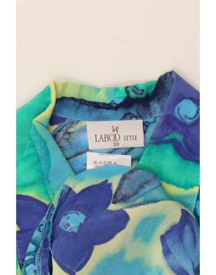 VINTAGE Mujer Camisa de Manga Corta Blusa EU 38 Medio Multicolor Floral