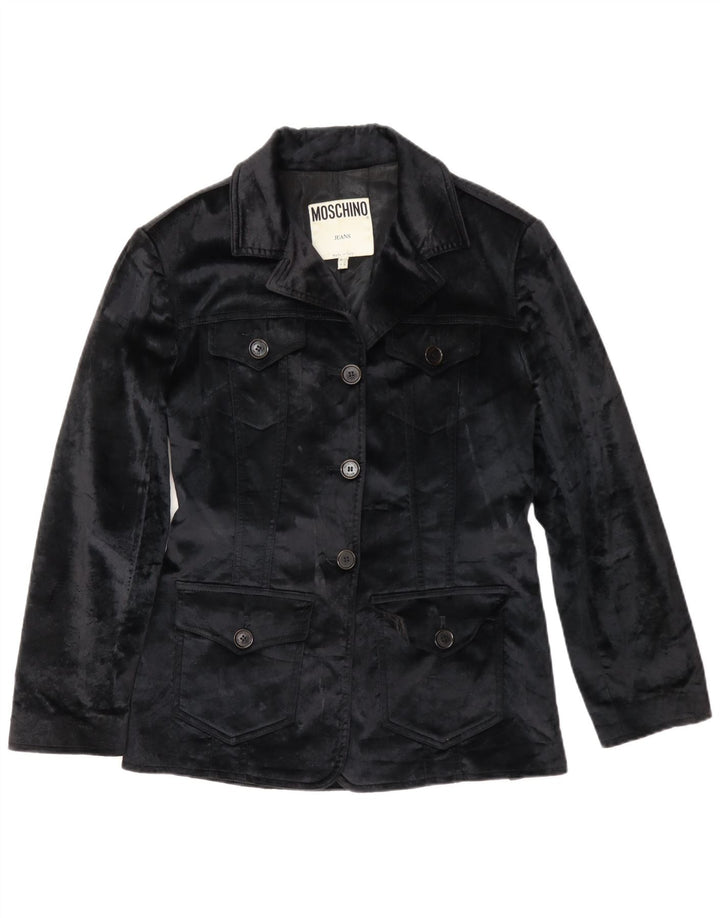 Moschino Chaqueta Blazer de Terciopelo para Mujer Reino Unido 42 Mediano Negro