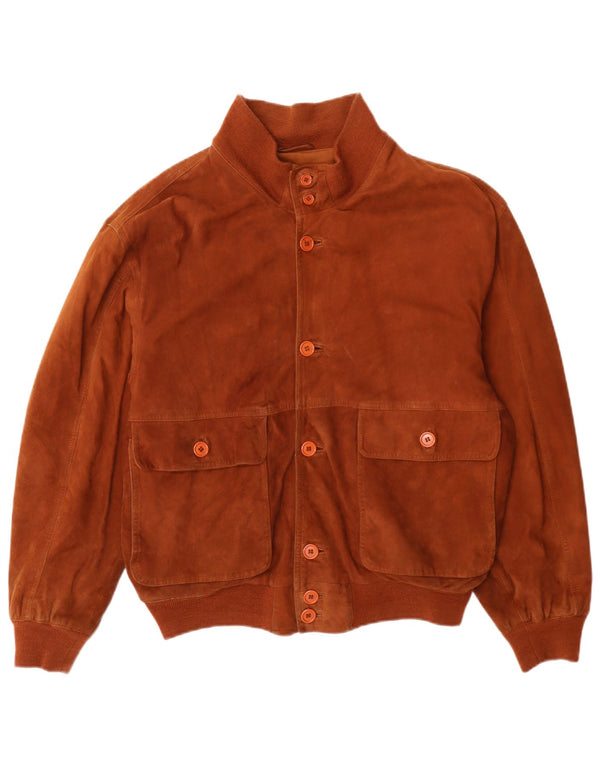 Pelle Moda Chaqueta bomber de ante para hombre IT 48 Marrón medio