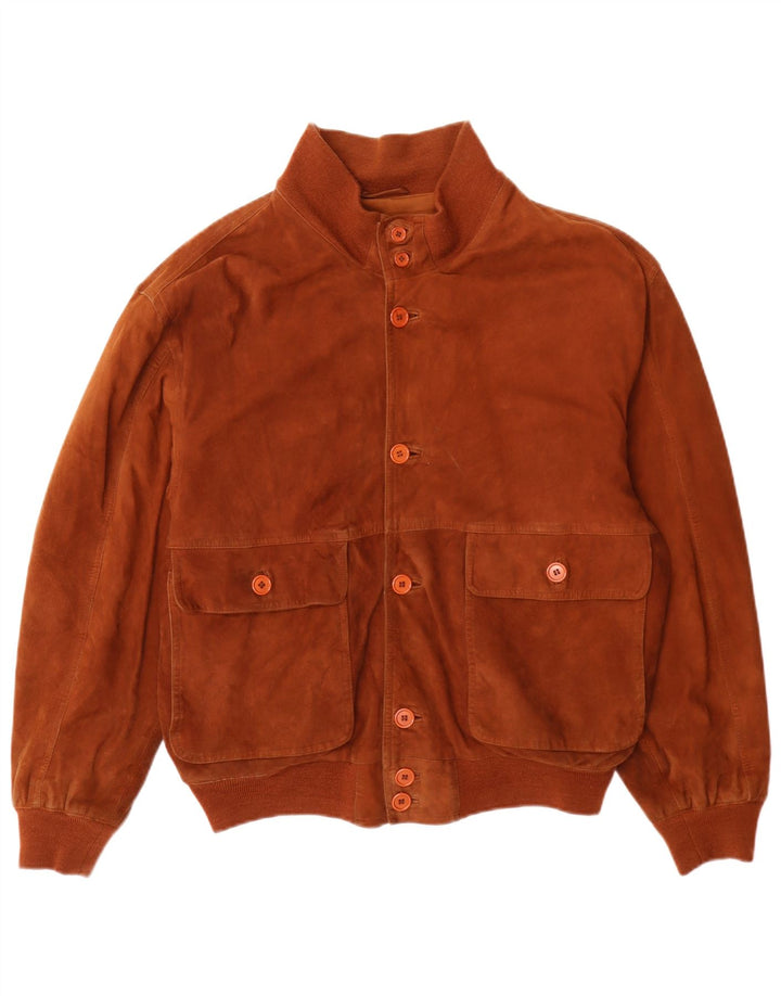 Pelle Moda Chaqueta bomber de ante para hombre IT 48 Marrón medio