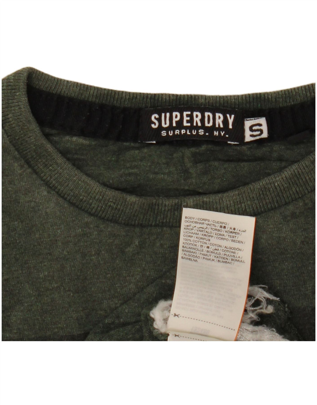 SUPERDRY Camiseta gráfica para hombre Top Small Khaki Cotton