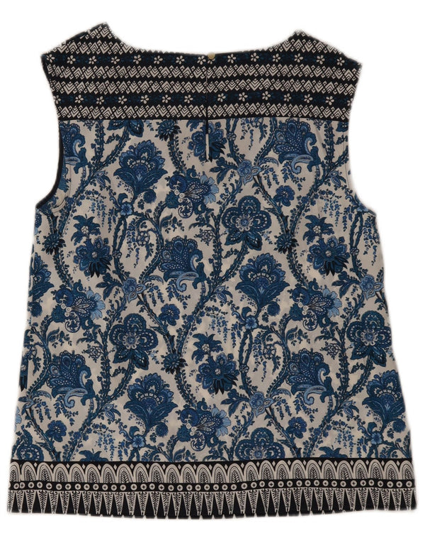 Oasis Blusa sin mangas para mujer Top UK 42 Poliéster floral azul medio