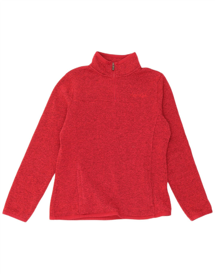 Weird Fish Sudadera con cuello y cremallera para mujer, talla 40, tamaño mediano, color rojo moteado