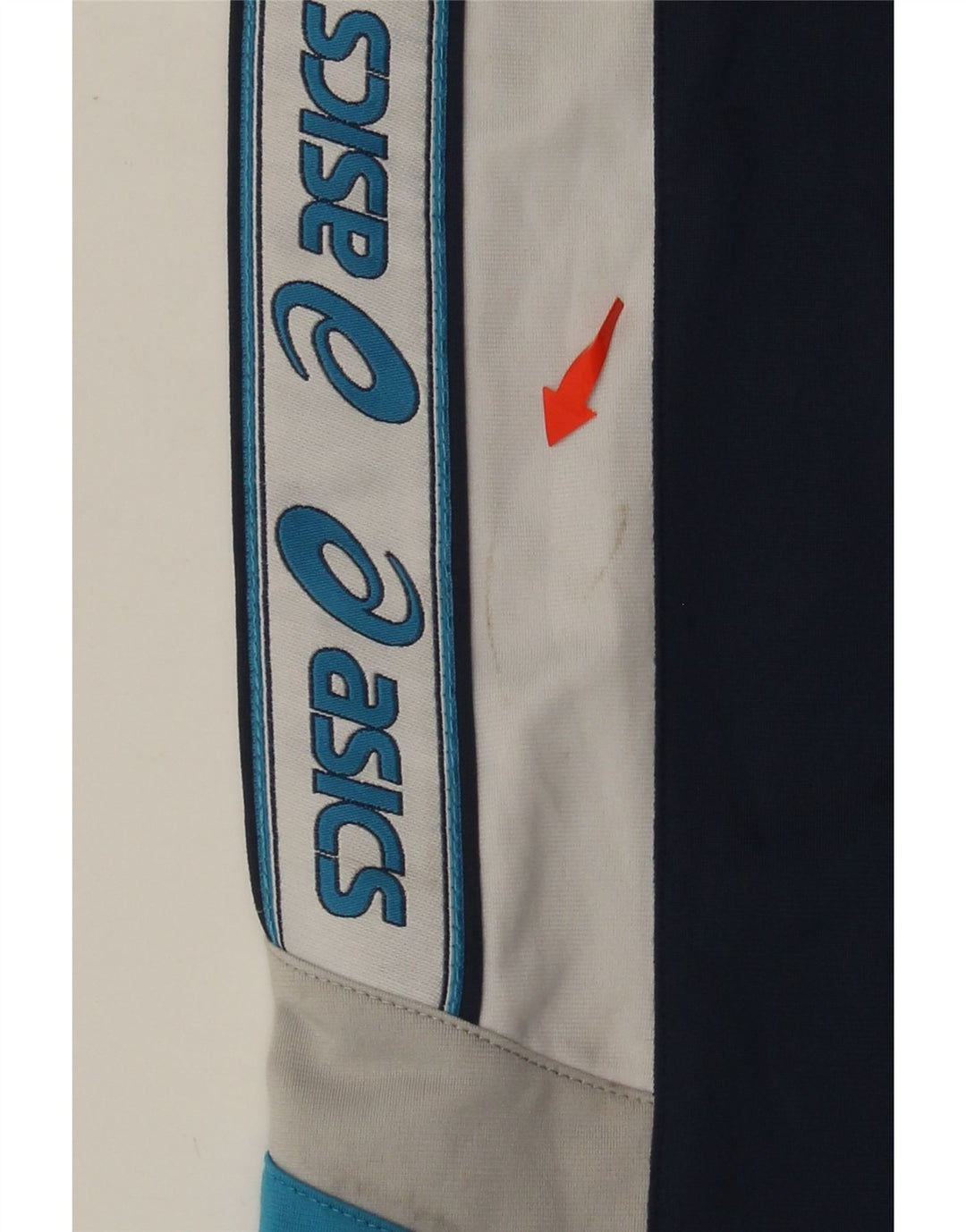 ASICS Pantalones de chándal con gráfico para hombre, color azul marino medio, color block