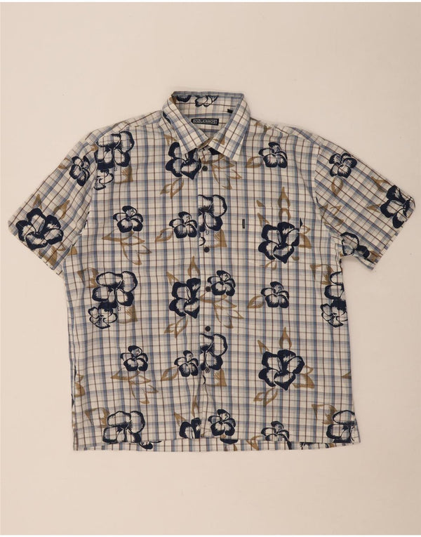 LERROS Camisa Manga Corta Hombre XL Azul Cuadros Algodón