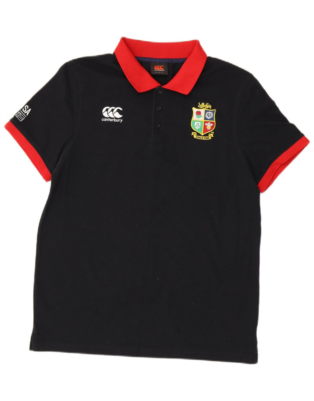 Canterbury Polo gráfico para hombre de poliéster con bloques de color negro grande