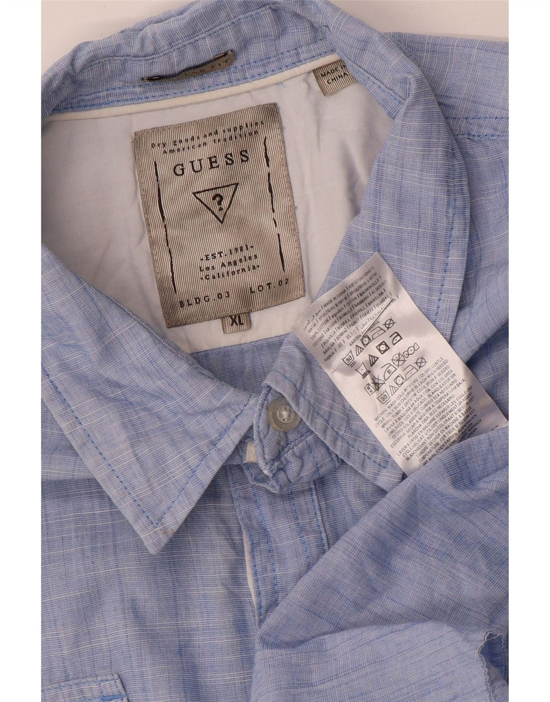 Guess Camisa tipo jersey de corte regular para hombre XL Algodón azul