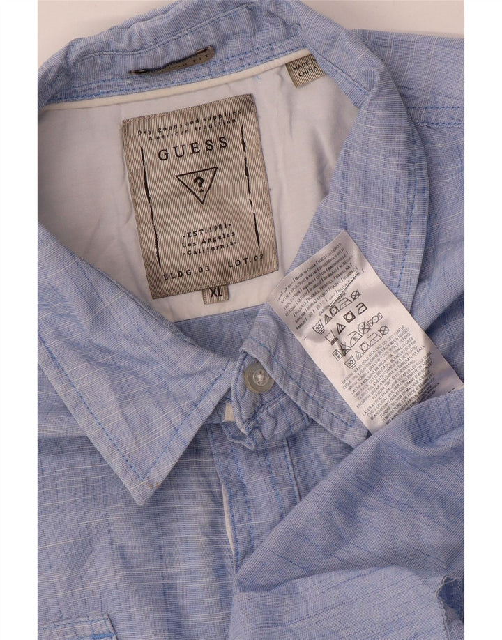 Guess Camisa tipo jersey de corte regular para hombre XL Algodón azul