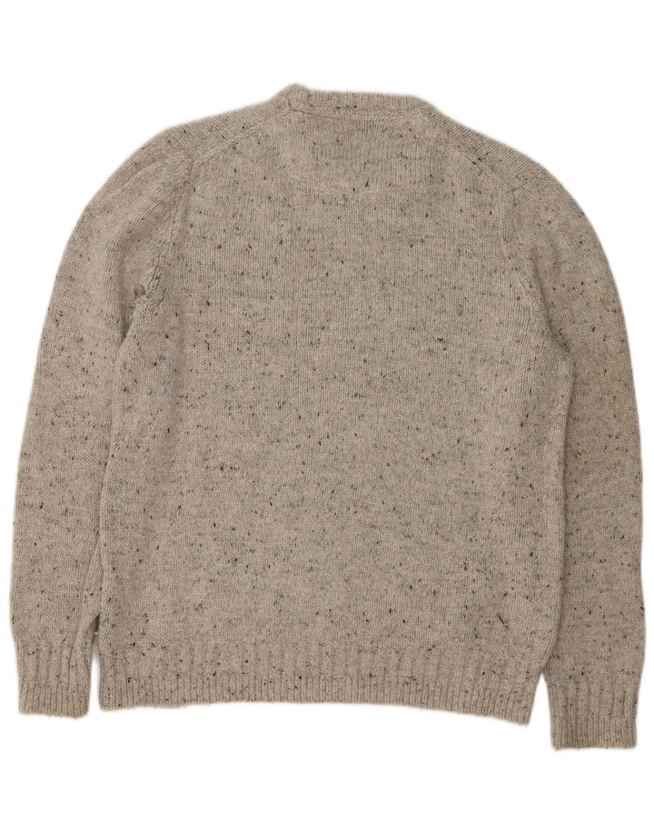 Jersey de cuello redondo para hombre de Fat Face, talla grande, de lana moteada en gris