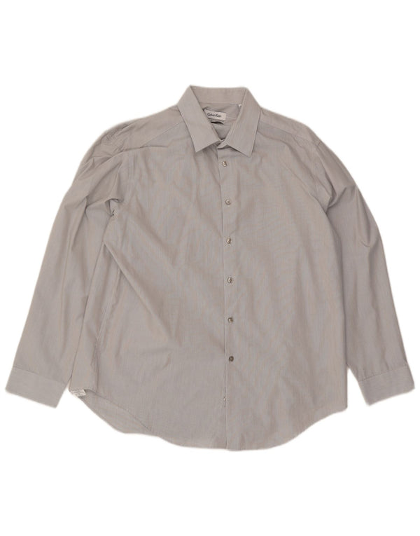 Calvin Klein Camisa Slim Fit para Hombre Talla 17 XL Rayas Grises