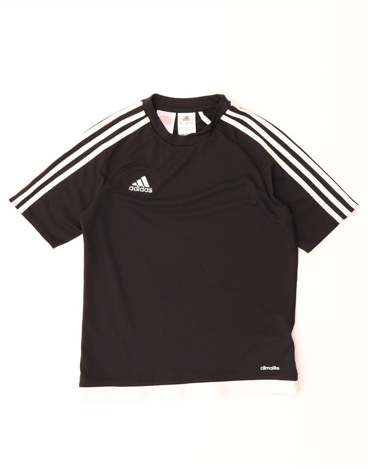 ADIDAS Boys Climalite T-Shirt Top 11-12 Years Black Polyester