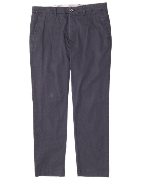 Tommy Hilfiger Pantalones chinos rectos para hombre W34 L30 Azul marino geométrico