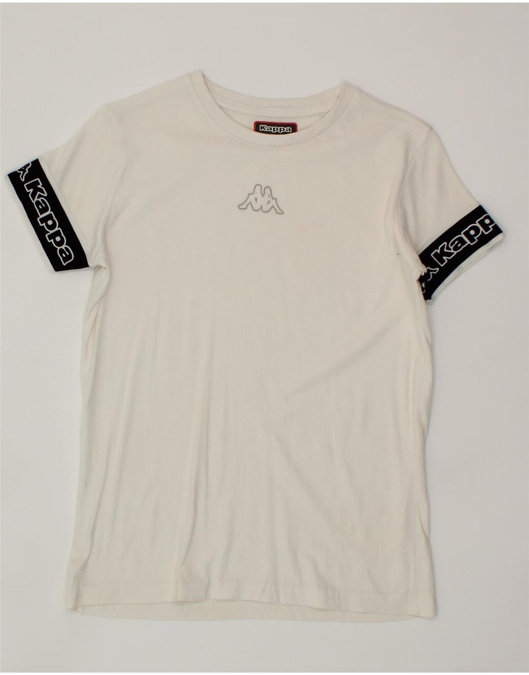 KAPPA Womens Graphic T-Shirt Top UK 12 Medium White Colourblock Vintage Kappa and Second-Hand Kappa from Messina Hembry 