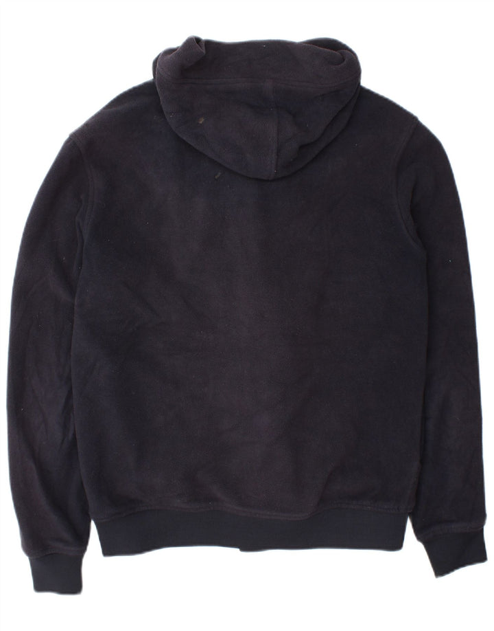 Zara Chaqueta de forro polar con capucha para mujer UK 44 Mediana Azul marino Poliéster