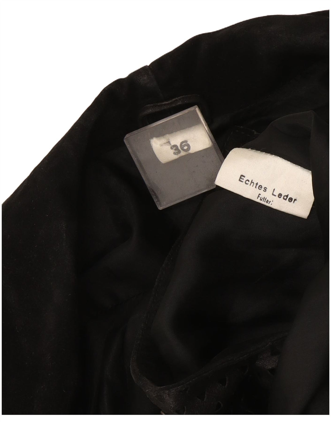 Vintage mujer cuero abrigo EU 36 XS cuero negro