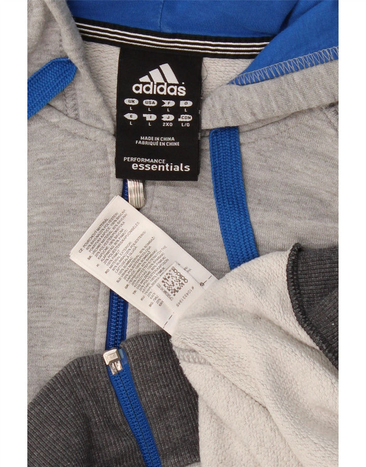 ADIDAS Sudadera con capucha y cremallera para hombre, algodón gris grande