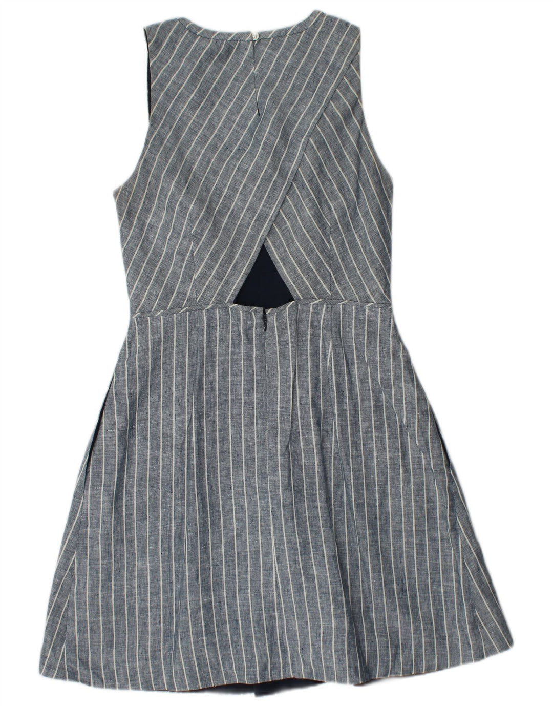 J. CREW Vestido sin mangas para mujer, talla 4, lino a rayas, color azul pequeño