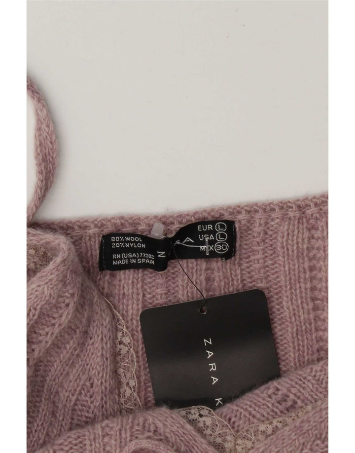Zara Mujer Crop Knit Cami Top UK 44 Grande Lana Rosa