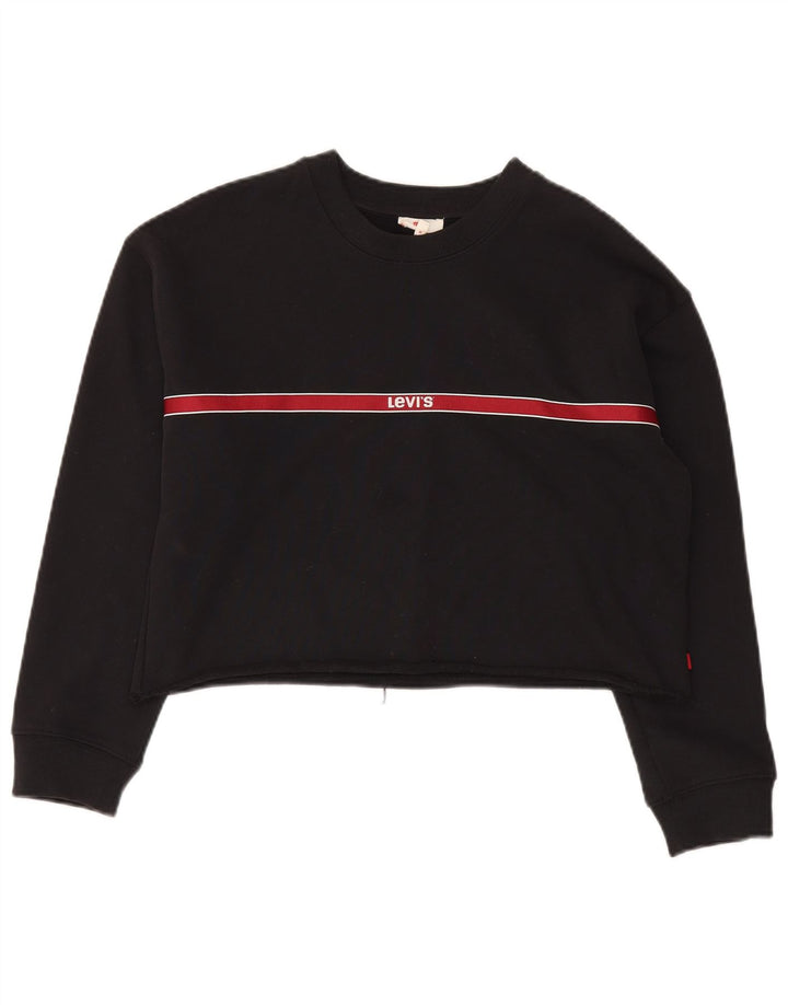 LEVI'S Sudadera corta extragrande para mujer UK 6 XS Negro a rayas