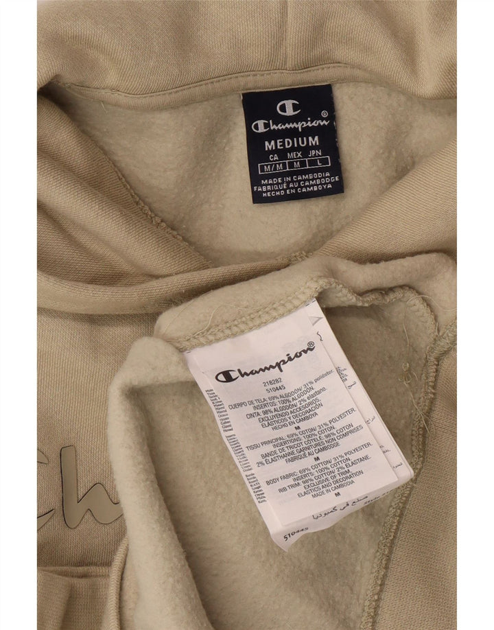CHAMPION Mens Graphic Hoodie Jumper Medium Khaki Cotton Vintage Champion and Second-Hand Champion from Messina Hembry 
