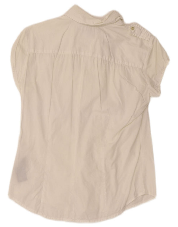 Tommy Hilfiger Camisa militar de manga corta para mujer UK 6 XS Algodón blanco