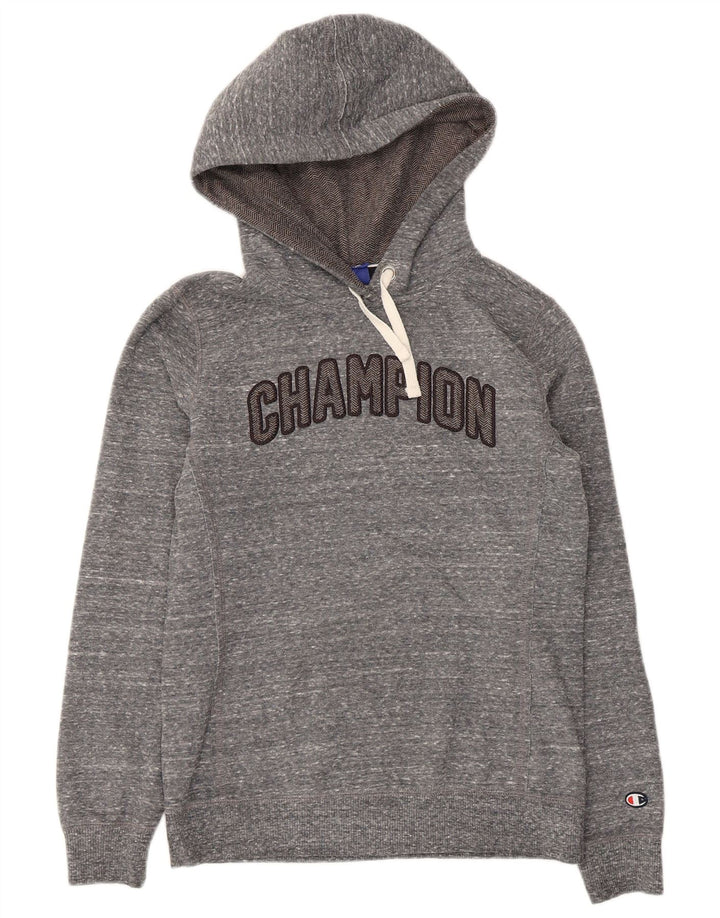 Champion Sudadera con capucha gráfica para mujer UK 12 Poliéster moteado gris medio