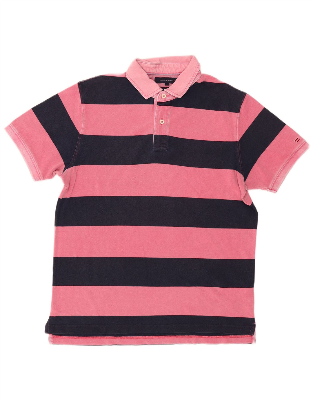 TOMMY HILFIGER Polo de rugby slim fit para hombre XL Rosa Rayas